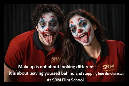 Acting students practicing on-camera at SRM Film School